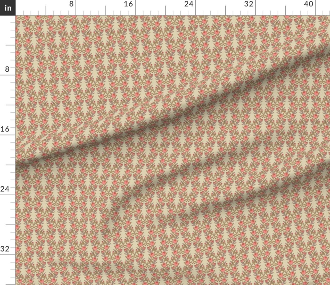 Various Fabrics by the Yard or Fat Quarter Retro Christmas Vintage Heritage Berries Winter Christmas Floral Retro Cranberry Vertical Leaves Botanical Maximalist Antique Custom Printed Fabric by Spoonflower